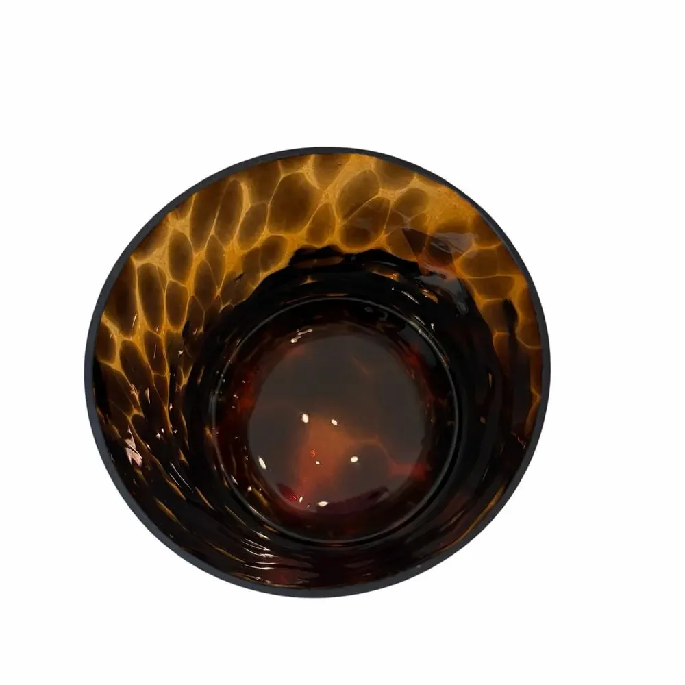 Jonathan Adler Brown Tortoise Shell Glass Canister Jar w/ Lid 7in Chic Decor NEW